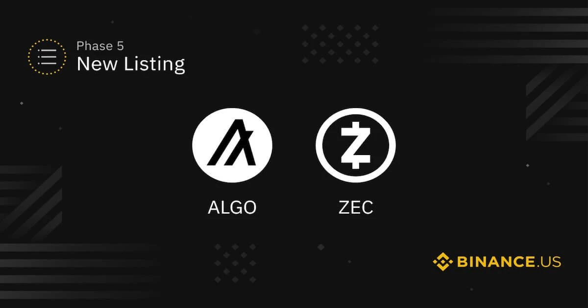 【速報】米国版バイナンス、AlgorandとZcashが新規上場